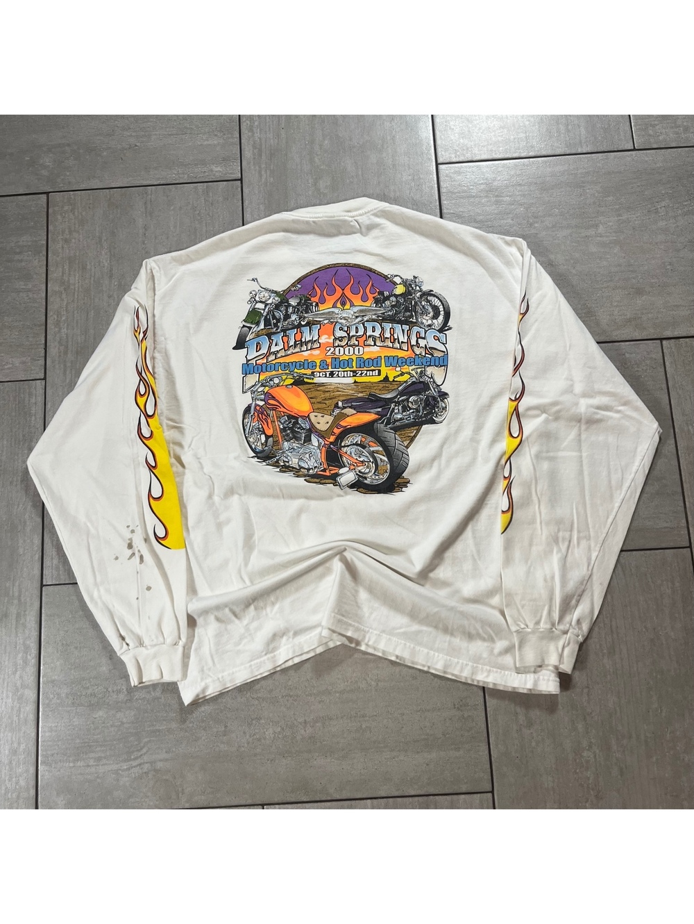 Y2K Hanes Palm Springs Motorcycle Long Sleeve Shirt XL